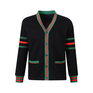 OEM Custom Men Knit <b>Cardigan</b> <b>Sweater</b> V-Neck Button Cotton Varsity Knitwear Embroidered Logo Brotherhood Winter <b>Cardigan</b> ODM - Product Image 1