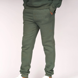 Survêtement sportif vert uni pour homme avec capuche, coupe droite, en polyester, décontracté, pour l'automne, avec poches latérales et taille élastique - Product Image 5