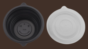 Tazón Redondo Negro Biodegradable de 20 oz, Libre de BPA, Apto para Microondas, con Tapa Transparente Ventilada, 120 Unidades (40/6) para Restaurantes y Hoteles - Product Image 2