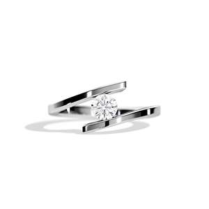 Bague de fiançailles minimaliste en or et diamant, taille brillant rond, sertissage à tension, design géométrique, bijoux fins unisexes - Product Image 2