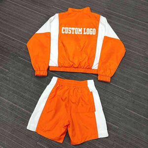 Custom Made Nylon Windbreaker <b>Jacket</b> and Jogging Shorts Set Casual 2-Piece Gym Fitness Gear for <b>Men</b> <b>Summer</b> - Product Image 2