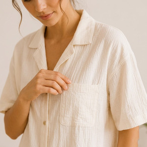 Ensemble de vêtements de détente en gaze de coton simple pour femmes, respirant, écologique, en tissu musulman, pyjama et vêtements de détente pour l'été - Product Image 2