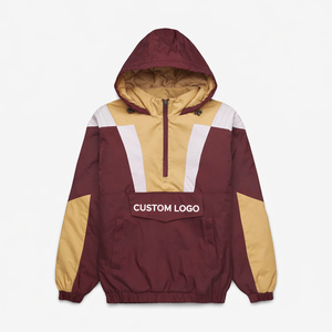 Chaqueta con capucha impermeable y ligera de nailon con logotipo bordado personalizado de los años 90, chaqueta cortavientos con cremallera para hombre, chaqueta estilo 76ers. - Product Image 1