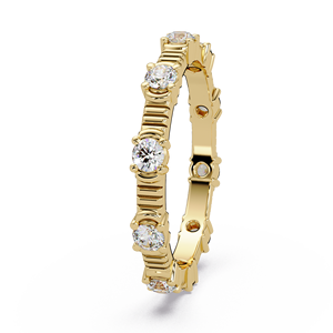 Anillo de eternidad vintage de oro de 14K con diamantes redondos brillantes cultivados en laboratorio, banda de boda acanalada, anillo apilable texturizado, venta al por mayor - Product Image 2