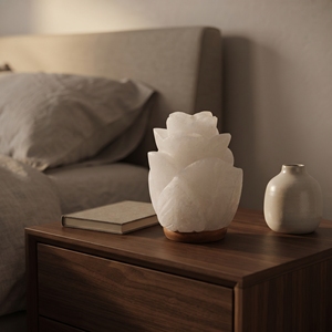 Lámpara de Cristal Hecha a Mano con Forma de Flor de Sal Rosa Blanca para Decoración del Hogar, Dormitorio y Relajación - Product Image 3