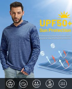 เสื้อฮู้ดดี้ตกปลาแขนยาวสำหรับผู้ชาย ป้องกันรังสียูวี UPF 50+ ซับเหงื่อ แห้งเร็ว เหมาะสำหรับกีฬากลางแจ้ง - Product Image 4