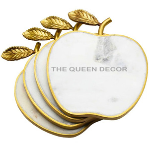 Luxurious Gift Gold Finished <b>Border</b> Aluminum Metal Round Shape Coasters Excellent Quality Table Protection - Product Image 3