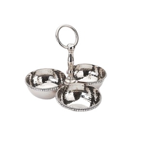 Bol à fruits à double finition, bol d'accentuation incurvé à fini martelé brillant, bol tendance à cadre floral mat, fabriqué par Zahid Exports, plaqué - Product Image 1