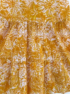 Mini-robe en coton à imprimé floral jaune, bretelles spaghetti, sans manches, à volants, robe d'été décontractée, robe de plage, tenue de pique-nique et de vacances - Product Image 5