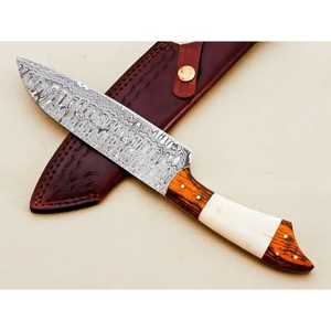 Couteau de chef artisanal en acier Damas de 13 pouces, fabriqué sur mesure par Ahmad Fabric, avec étui en cuir, manche élégant, personnalisable - Product Image 5