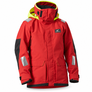 Men's <b>Red</b> <b>Hooded</b> Waterproof Puffer <b>Jacket</b> With Reflective Patches Winter Sporty Style Regular Fit Ski <b>Jacket</b> - Product Image 1