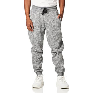 Pantalon de survêtement en coton tricoté gris pour homme, taille élastique avec cordon de serrage, décontracté, avec poches latérales, pour l'automne - Product Image 1
