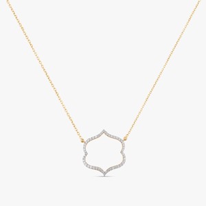 Collares con colgante de diamante, engaste pavé, para uso diario, diseño de flor pequeña, minimalista, moderno, regalo para mujer, oro macizo de 14k y 18k, venta al por mayor - Product Image 1