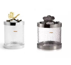 Boîtes en verre Premium d'hôtel, récipients en verre pour la cuisine, avec feuille d'or Gingko, Design fantaisie, pour Dec - Product Image 1