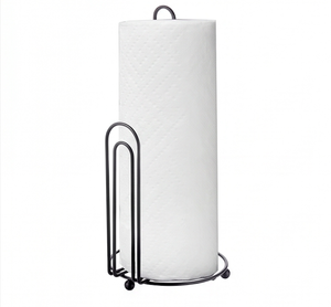 Porte-serviettes en papier de qualité supérieure avec revêtement en poudre argentée et base ronde, idéal pour une utilisation sur le comptoir de cuisine moderne et sur table. - Product Image 1