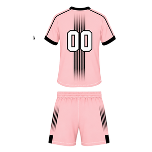 Conjunto de Rugby Rosa Bebé y Negro, Jersey de Manga Corta con Cuello Redondo y Pantalones Cortos a Juego, Uniforme Deportivo Transpirable para Entrenamiento en Equipo - Product Image 2
