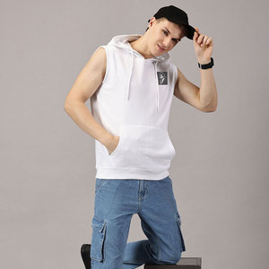 Men's Winter Athletic Sleeveless Hoodie Tank Top 100% Cotton Fleece Fabric Breathable Quick Dry for Gym Training Sports - Product Image 3