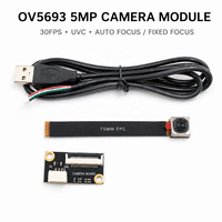 Module de caméra USB FYX Stock OV5693 5MP UVC 30FPS avec autofocus et mise au point fixe, mini webcam pour ordinateur portable, PC tout-en-un, vision intégrée