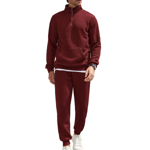 Man Half <b>Zip</b> Sweatshirt Suits Set Manufacturers Custom Men Quarter <b>Zip</b> Waffle Polo Knit Sport Hoodie Tracksuit and Jogger Sets - Product Image 3