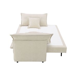 Divano Letto Componibile Elisea in Tessuto Beige con 2 Cuscini Decorativi, Comodi Divani Letto - Product Image 5