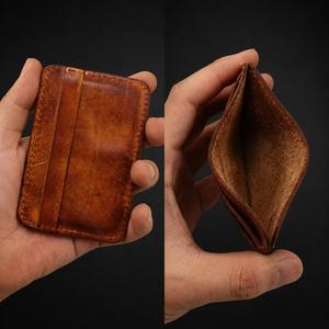 Custom Genuine Leather <b>Card</b> Holder Portable Slim RFID Credit <b>Card</b> Pocket <b>Case</b> Minimalist Mini Wallet LCH-0208 - Product Image 2
