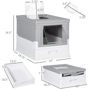 Lettiera per Gatti in Acciaio Inossidabile Chiusa, Grande Capacità, Facile da Pulire, con Paletta Quadrata in Plastica - Product Image 3