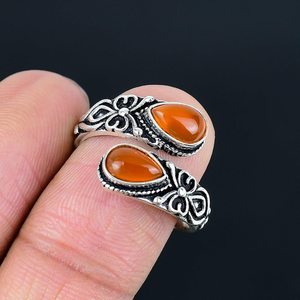 Bague en onyx rouge naturel, argent sterling 925, ajustable, bijou fantaisie, fait main, élégant, cadeau pour femme - Product Image 2