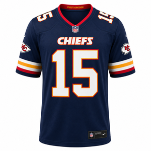 Camiseta Deportiva de Fútbol Americano de Manga Corta y Cuello Redondo para Hombre, Color Azul Marino, con Absorción de Humedad, de los Kansas City Chiefs, Mahomes 15 - Product Image 1