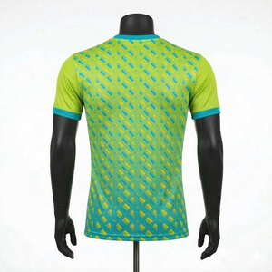 Camiseta de Manga Corta con Cuello Redondo y Estampado Geométrico Verde Azul para Hombre, de Secado Rápido, Tejido de Punto, Corte Ajustado, Estilo Deportivo - Product Image 2