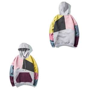 Sudadera con capucha y sudadera de algodón azul de alta calidad OEM personalizada con bordado liso y paneles para hombre - Product Image 6