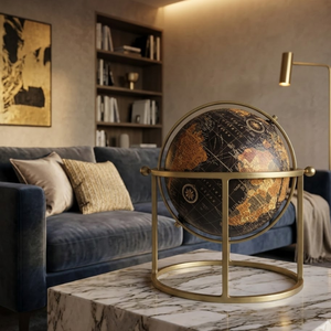 Wooden Base Desk Globe with Iron Frame & Plastic World <b>Map</b> Sphere | Educational Globe for Office Desk & Home Decoration - Product Image 3