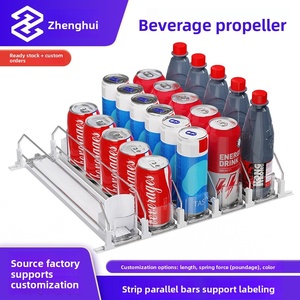 Présentoir intelligent personnalisé <span class=keywords><strong>pour</strong></span> canettes et bouteilles – Organisateur de réfrigérateur en gros avec poussoir <span class=keywords><strong>à</strong></span> ressort <span class=keywords><strong>pour</strong></span> boissons et <span class=keywords><strong>roulettes</strong></span> - Product Image 2