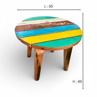 Table basse rustique artisanale en teck recyclé couleur naturelle pour intérieur/extérieur, villa, salon, maison, jardin