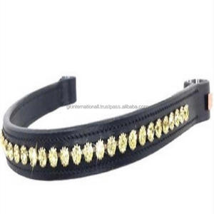 Fabrication de qualité Course de chevaux Marchandises équestres cristaux strass chaîne diamante Bande de front de cheval en cuir en plein cob - Product Image 3