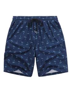 Men Holiday Shorts Linen Texture Print <b>Elastic</b> Waist Drawstring Beach Summer Colorful Lightweight Top top mens swim beach summer - Product Image 1