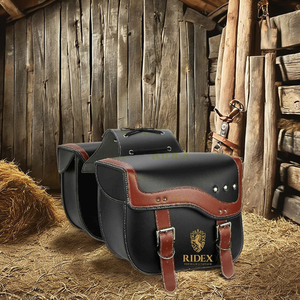 ADEEFA Sac de selle pour cheval en cuir écologique de style vintage classique 10x10x3,5 pouces pour l'équitation équestre - Product Image 1