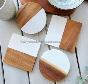 Posavasos de mármol y madera de diseño de lujo de la mejor calidad Posavasos de té de piedra de mármol natural con forma personalizada al por mayor - Product Image 5