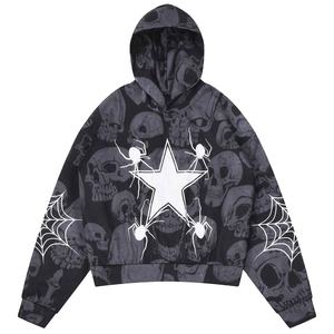 Sudadera con Capucha Extra Grande Personalizada para Hombre de Glory Wholesale, con Estampado de Araña de Cinco Puntas, Diseño Casual de Manga Larga y Hombros Caídos - Product Image 1