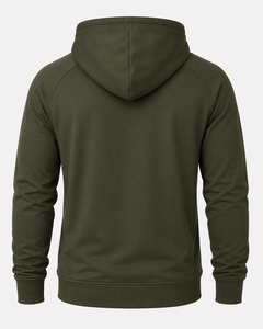 Sweat à capuche en polaire vert olive pour homme avec fermeture éclair quart de tour |   Vêtements de sport à capuche surdimensionnés avec logo personnalisé sur le devant |   Hiver respirant et écologique - Product Image 2