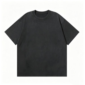เสื้อยืดผู้ชายสีดำทรงหลวมพิมพ์ลายผ้าฝ้ายพรีเมียม 100% น้ำหนัก 250 กรัม สไตล์สตรีทแวร์ คอกลม ใส่สบายสำหรับฤดูร้อน - Product Image 1