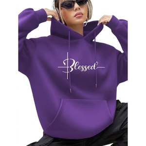Sweat-shirt streetwear personnalisé à impression en relief pour femme, coupe oversize, en molleton épais mélangé, avec capuche - Product Image 1
