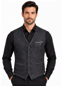 Gilet de Costume Homme Formel Coupe Slim à Boutons - Product Image 1