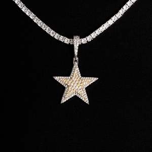 Collar con Colgante de Moissanita Estrella, Plata 925, Corte Brillante Redondo, Micro Pavé, Unisex, Lujoso, para Uso Diario - Product Image 4