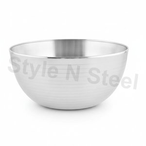 Bol Odu à double paroi en acier inoxydable côtelé poli, écologique, pour usage domestique quotidien - Product Image 1