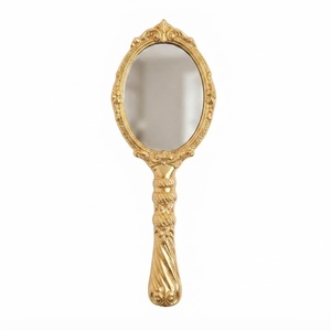 Wholesale Vintage Hand <b>Mirror</b> Ornate Gold <b>Vanity</b> <b>Mirror</b> Luxury Embossed Metal Handheld Cosmetic <b>Mirror</b> for <b>Dressing</b> <b>Table</b> Makeup - Product Image 1