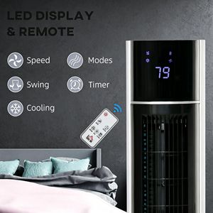 Refroidisseur d'air portable 3-en-1 42 pouces blanc, oscillation 52°, 3 modes, 3 vitesses, prise EU/AU, certifié ROHS - Product Image 2