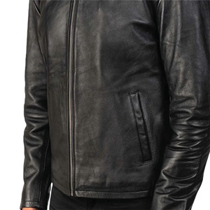 Chaquetas de cuero negro desgastado para hombre, estilo vintage, para un look casual y motero, diseño premium y cómodo. - Product Image 5