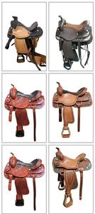 STAR HOMETEX Selle Western Artisanale Haut de Gamme en Cuir Tanné Végétal, Monture en Bois, Finition Bicolore, Siège Rembourré en Daim Noir, Motifs Complexes - Product Image 4