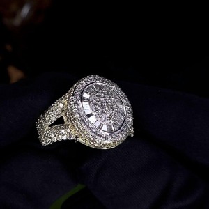 14K White Gold 2.5CT Moissanite Cluster Pinky <b>Ring</b> Baguette Tiered <b>Statement</b> <b>Ring</b> Luxury Bold Designer Jewelry for Women - Product Image 5
