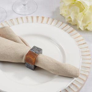 Wood & Resin Napkin Ring Square <b>Grey</b> Resin Natural Wood Color Napkin Holder At Awesome Price - Product Image 1